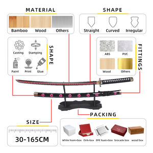 Placcatura monopezzo <span class=keywords><strong>Anime</strong></span> Katana spada di bambù giapponese <span class=keywords><strong>Anime</strong></span> in legno Samurai spada lunga realizzata in plastica resistente - Product Image 3