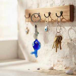 Porte-clés en verre Evil Eyes Fish Design unique et accrocheur pour une organisation clé - Product Image 3