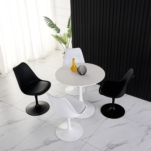 Sedia da Pranzo Girevole Contemporanea con Seduta Imbottita, <span class=keywords><strong>Design</strong></span> Tulipano in Plastica, Gambe in Metallo Bianco - Product Image 5