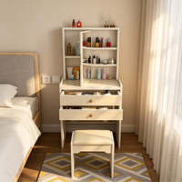 Offre Limitée : Ensemble Coiffeuse en Bois Durable avec Miroir Rabattable, Idéal pour Dressings et Chambres