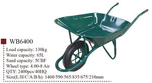 Brouette robuste en métal WB6400 avec une capacité de 65 L, roues pneumatiques, poignée en acier pour les constructeurs et la construction - Product Image 6
