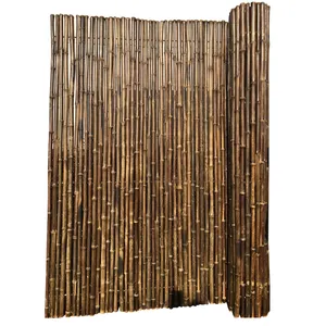 Cercado de bambú natural carbonizado, 8 pies de alto, una pulgada, 16 pies de longitud, personalizado