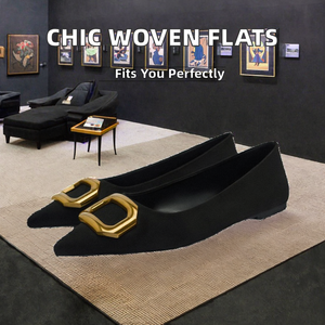 Zapatos Planos de Mujer Personalizados, Elegantes, con Joyería Metálica Tejida, Nuevos Zapatos Planos Sin Cordones para Todas las Temporadas, Estilo Casual para Caminar - Product Image 2