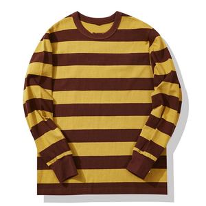 Camiseta Personalizada para Hombre, 100% Algodón, Estilo Casual, Cuello Redondo, Diseño a Rayas, Manga Larga - Product Image 1