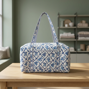 Grands sacs de sport matelassés en coton de luxe, grande capacité, écologiques, lavables, imprimé floral, pour le yoga, la plage, les week-ends - Product Image 2