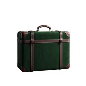Boîte de rangement rectangulaire multifonctionnelle verte moderne avec sangles et poignée en cuir marron pour organiser les bijoux et les petits objets - Product Image 1