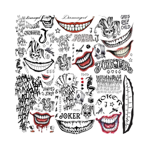 COKTAK 6 Feuilles Acrylique Joker Temporaire 3D Tatouages Autocollant-Noir Amovible pour Hommes/Femmes Halloween Cosplay Costume - Product Image 1