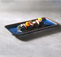 Offre Spéciale – Assiettes de Service Rectangulaires en Porcelaine Japonaise Réactive Bleue pour Restaurants et Hôtels – Assiette à Sushi Japonaise