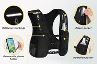 Sac à dos d'hydratation 5L avec deux flacons souples de 1500 ml, sac de course réglable avec sangle de poitrine, léger, pour marathon, cyclisme, randonnée