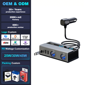 อะแดปเตอร์ช่องจุดบุหรี่ในรถยนต์ <span class=keywords><strong>GC11</strong></span> 12-24V จากโรงงานโดยตรง พร้อมสายชาร์จเร็ว PD และคลิปหนีบหลังเบาะ - Product Image 1