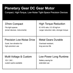 Il <span class=keywords><strong>Motore</strong></span> a Riduzione Micro DC Mingyang 37-31zy È un <span class=keywords><strong>Motore</strong></span> a Bassa Velocità da <span class=keywords><strong>12</strong></span>-24 <span class=keywords><strong>Volt</strong></span> ad Alta Coppia con Velocità Regolabile - Product Image 3
