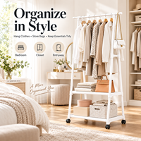Porte-manteau multifonctionnel en métal épais et tissu personnalisé avec cintre mobile et support de séchage Rangement polyvalent pour outils et vêtements