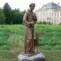 Statue de Saint François d'Assise en bronze, taille réelle, style traditionnel moderne, sur mesure, pour exposition extérieure, figurine en métal peinte