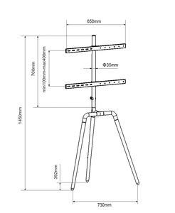 Aluminum Alloy Steel Art <strong>TV</strong> <strong>Stand</strong> Cart 45-65 Inch 3 Legs <strong>Easel</strong> Tripod Swivel LED LCD Floor <strong>Stand</strong> 40kg Load Capacity 600x400mm - Product Image 3