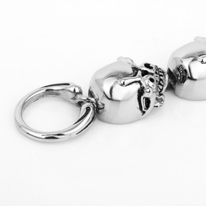 Waterproof 316L Stainless Steel Flat Skull Head Link Chain <b>Bracelet</b> Skull Bangle Fashion Jewelry - Product Image 2