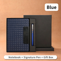 Carnet personnalisé bleu avec logo de marque, coffret cadeau en cuir, journal tissé pour le marché mondial de la papeterie de bureau en gros