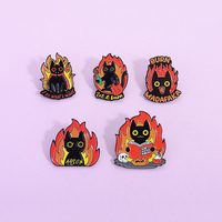 Chat en colère Épingles en émail Flamme de feu Animal Broche Lapel Badge Sac à dos Vêtements Bijoux Cadeau pour amis Vente en gros
