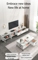 Meuble TV en bois moderne extensible, combinaison table basse et meuble TV pour salon, appartement compact