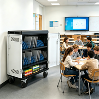Chariot de recharge pour ordinateurs portables sur mesure à 32 emplacements pour les écoles, station de recharge mobile robuste pour Chromebook avec PDU intelligent et certifié CE