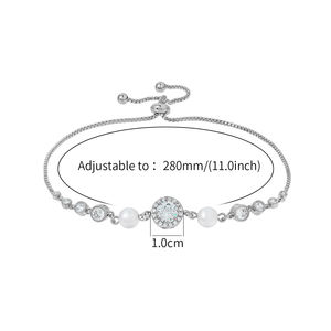 Trendy Cubic Zirconia and Shell Pearl Bracelet Bridal Bridesmaids and <strong>Mother</strong> <strong>of</strong> <strong>the</strong> <strong>Groom</strong> <strong>Gift</strong> on Wedding Day Made <strong>of</strong> Brass - Product Image 2