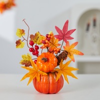 Décoration d'Halloween : Ensemble de feuilles d'érable artificielles et de citrouilles pour l'automne, la récolte et la scène de Thanksgiving ; Best-seller transfrontalier