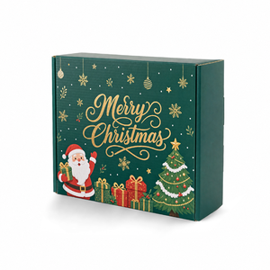 Boîte d'expédition en carton ondulé personnalisée pour Noël, imprimée en couleur avec Père Noël et sapin, pour le Mahjong des fêtes - Product Image 3