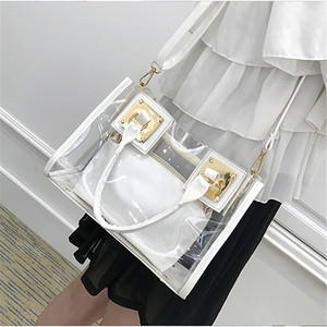 Bolso Tote Transparente de PVC al por Mayor para Mujer, Bolso de Hombro Transparente Impermeable con Cremallera y Mini Bolsa para Fiesta en la Playa - Product Image 2