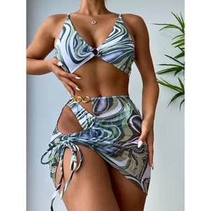 OEM High Quality Women Bulk Bathing Beachwear Swimwear Suppliers Usa Custom Logo Girls Three Piece Swimsuit Bikinis