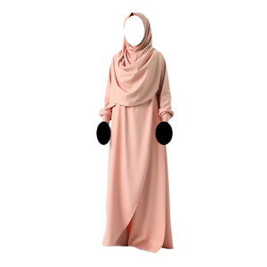 Abaya Musulmana de Poliéster de Longitud Completa para Mujer, Vestido Formal Modesto para Oración, Manga Larga, Holgada, Simple y Personalizable - Product Image 1