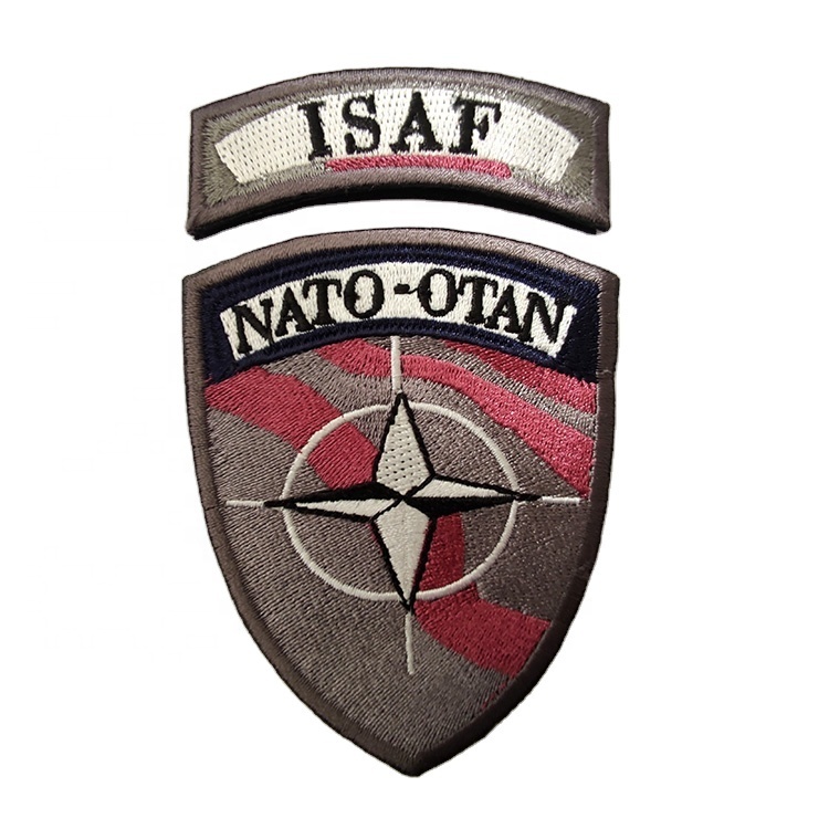 Patch Brodé OTAN ISAF Afghanistan - Sweatshirt Militaire Bleu Blanc Jaune - 241 G Coupe Classique - 6