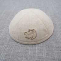 Top Kipot Kippah de lino con logotipo de animal bordado personalizar gorro de judaísmo sombrero hebreo cubierta de cabeza judía Kippot a granel