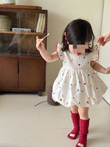Vestido de princesa para niñas, falda <span class=keywords><strong>Pod</strong></span> de verano para niños, ropa de bebé con manga voladora, ropa para niños con lazo - Product Image 5