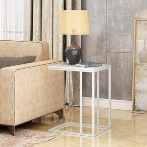 Pequeña mesa auxiliar de café con extremo de rueda portátil en forma de C mesa de aperitivos muebles para el hogar 50 muebles de sala de estar contemporáneo - Product Image 1
