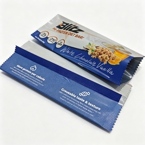 Sachets personnalisés imprimés de qualité alimentaire thermoscellables <span class=keywords><strong>pour</strong></span> barres de céréales, barres protéinées, barres énergétiques, barres aux champignons et barres chocolatées, avec fermeture dorsale - Product Image 3