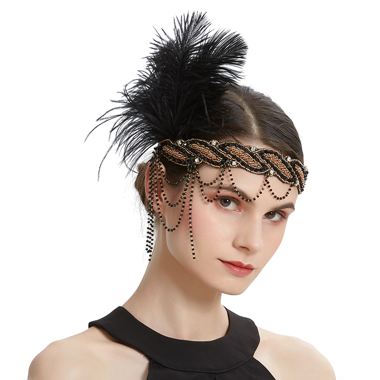 Wholesale Hair Clip Ladies Classic Black Feather Sinamay Fascinators