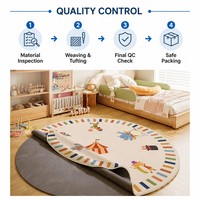 Tapis rond amovible et lavable pour enfants, motif cirque, tapis de jeu détachable pour chambre d'enfant