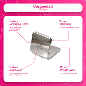 Portable Texture Finish Makeup <b>Mirror</b> <b>with</b> Clear Reflection and Compact Folding Design for Outdoor Cosmetic Touch Up - Product Image 3