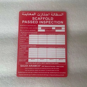 Saudi Aramco Amarillo/Verde/Rojo Andamio Etiqueta Inspección DE SEGURIDAD Insertar Tarjeta Amarillo - Product Image 4