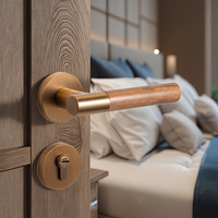 Serrure de chambre à coucher silencieuse intérieure simple et moderne pour appartements Poignée de porte en bois de noyer noir satiné Alliage d'acier Laiton