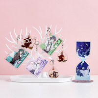 Pas de quantité minimale de commande en gros publicité liquide Transparent acrylique porte-clés huile paillettes à l'intérieur dessin animé Anime acrylique porte-clés pendentif