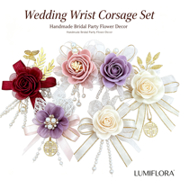Corsage de poignet en dentelle rose poudré, perles et feuilles d'or pour demoiselle d'honneur, mariée, mariage, bal de promo, décoration de fête