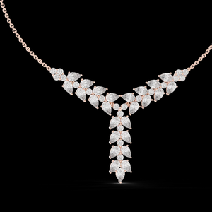 <b>Silver</b> Floral Cascade Lab Grown <b>Diamond</b> Women's Luxury Pendant <b>Necklace</b> Featuring Sustainable Design for Wedding & Anniversary - Product Image 3