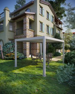 Pérgola de Aluminio Motorizada con Persianas Ajustables a Prueba de Viento para Grandes Espacios Comerciales - Product Image 1