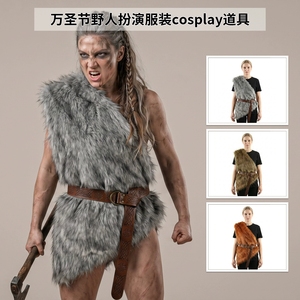 Women's Faux <b>Fur</b> Shoulder <b>Shawl</b> Long Hair Plush Wrap Winter Cape Medieval Viking Cosplay Accessory - Product Image 4