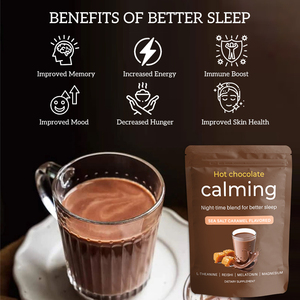 Nhãn tùy chỉnh hỗ trợ giấc ngủ magiê uống L-theanine Apigenin ca cao nóng Bột ngủ - Product Image 2