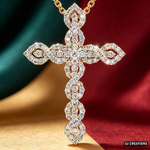 CUSTOM SILVER 10K/14K/18K GOLD PLATED LAB GROWN CVD DIAMOND CLASSIC ENGAGEMENT GIFT SWEATER <b>CHAIN</b> NECKLACE <b>CROSS</b> PENDANT - Product Image 1