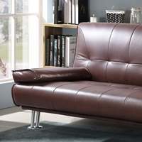 Marrón/Negro Cómodo 3 Plazas Clic Clac Sofá Cama Convertible Negro PU Cuero Muebles para el hogar Futón para el alojamiento de invitados