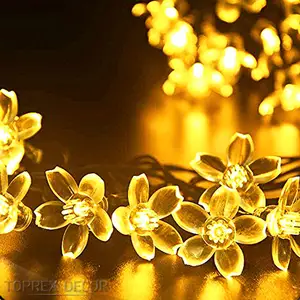 Hot sale mini crystal artifical flower christmas string led rose light for wedding decoration