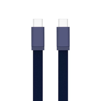 Kabel Charger Tipe C Pipih, Kabel USB C ke C Tipis Berjaring, Pengisian Cepat 65W