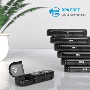 Boîte à pilules noire, petite, promotionnelle, pour la vente en gros, étui médical hebdomadaire - Product Image 3